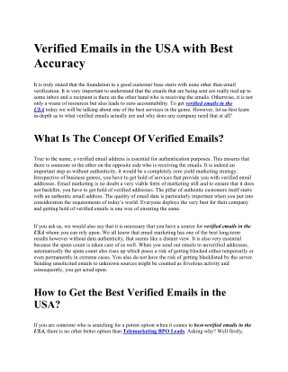 Best Verified Emails in USA | Telemarketing BPO Leads