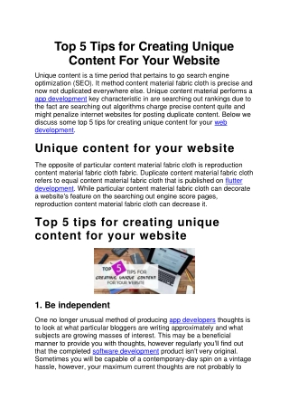 Top 5 Tips for Creating Unique Content For Your Website