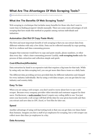 1What Are The Afvantages Of Web Scraping Tools