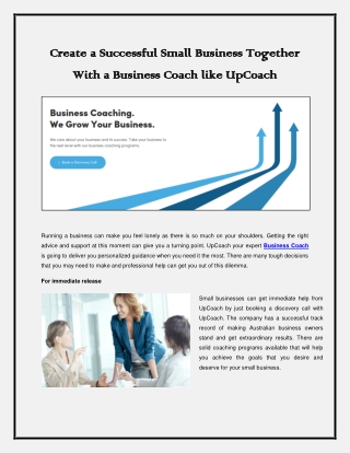 Create a Successful Small Business Together With a Business Coach like UpCoach