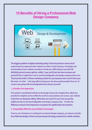 10 Benefits of Hiring a Professional Web Design Company