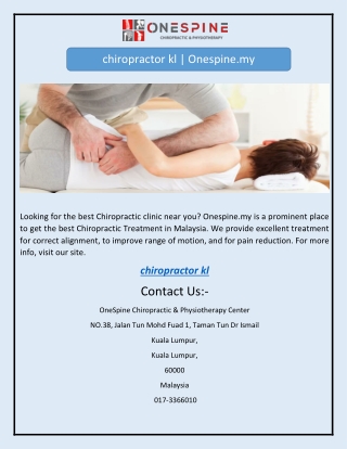 chiropractor kl | Onespine.my