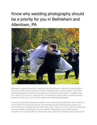 Know why wedding photography should be a priority for you in Bethlehem and Allentown, PA