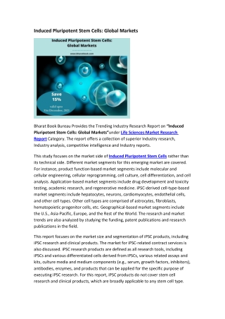 Induced Pluripotent Stem Cells  Global Markets