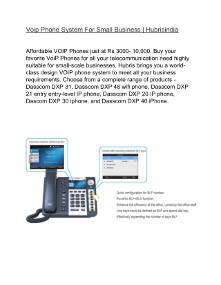 Voip Phone System For Small Business | Hubrisindia