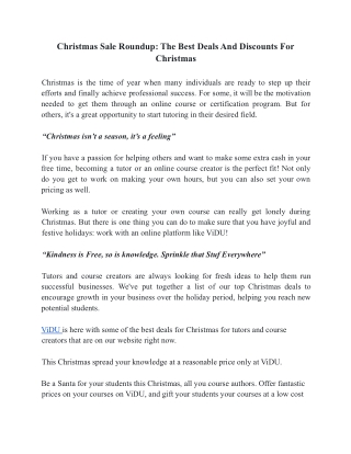 VIDU Tech Christmas Deals for Tutors & Course Creators