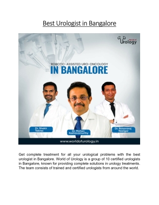 Best Urologist in Bangalore