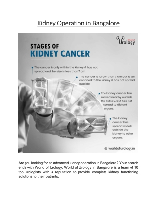 Kidney Operation in Bangalore | Worldofurology