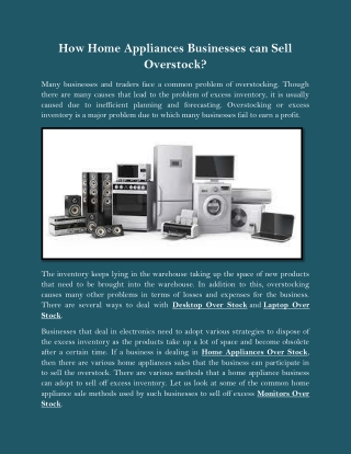 How Home Appliances Businesses can Sell Overstock