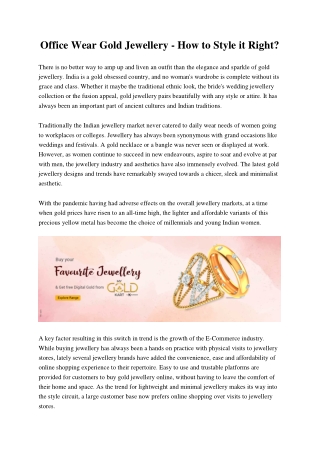 Office Wear Gold Jewellery - How to Style it Right