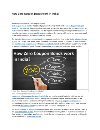How Zero Coupon Bonds work in India