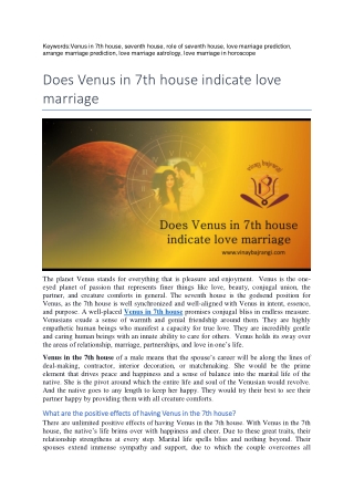 venus in 7th house indicate love marriage