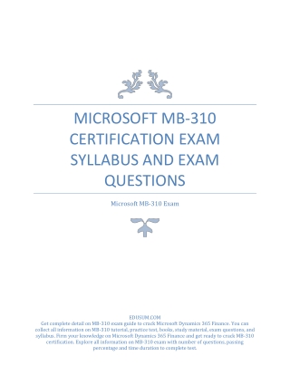 [NEW] Microsoft MB-310 Certification Exam Syllabus and Exam Questions