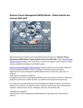 Global Business Process Management Market Research Report 2021-2027