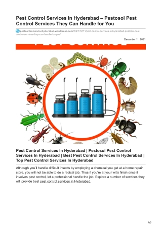 Pestosol Pest Control Services They Can Handle Yours Pests Problems