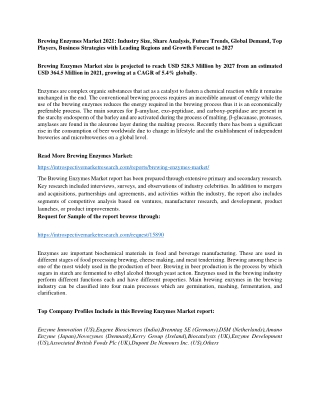 Brewing Enzymes Market 2021