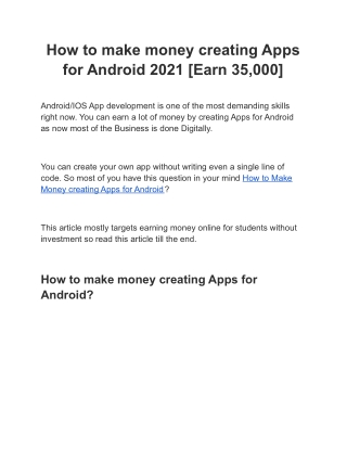 How to make money creating Apps for Android 2021 [Earn 35,000]