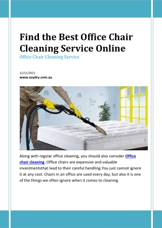 Find the Best Office Chair Cleaning Service Online - EzyDry