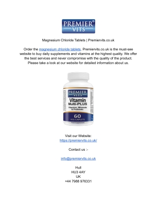Magnesium Chloride Tablets _ Premiervits