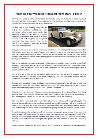 Planning Your Wedding Transport From Start To Finish
