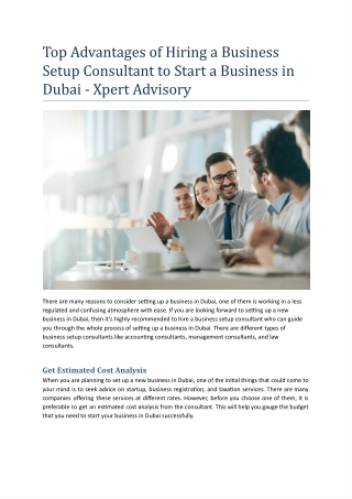 Top Advantages of Hiring a Business Setup Consultant to Start a Business in Dubai - Xpert Advisory