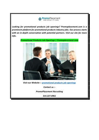 Promotional Products Job Openings  Promoplacement.com