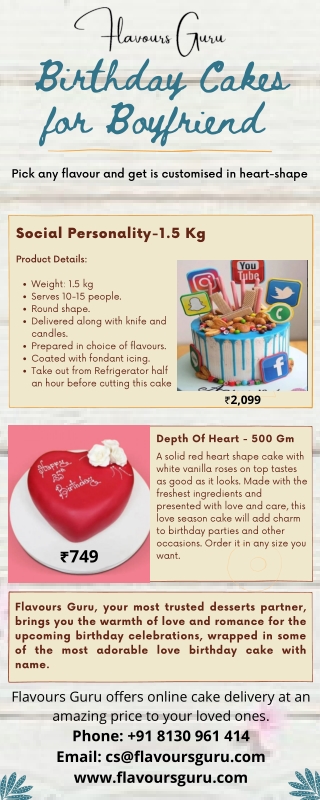 Order Now! Birthday Cakes for Boyfriend Online in Delhi NCR