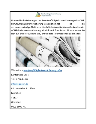 Berufsunfähigkeitsversicherung ADHS  Berufsunfähigkeitsversicherung-vergleichen.net