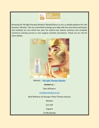Pdt Light Therapy Windsor | Barebrilliance.co.uk