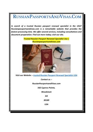 Trusted Russian Passport Renewal Specialist Usa  Russianpassportsandvisas.com