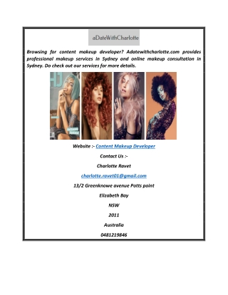 Content Makeup Developer  Adatewithcharlotte.com
