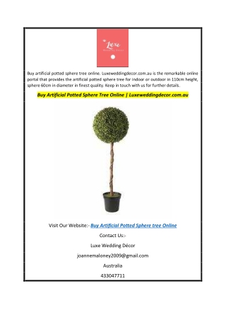 Buy Artificial Potted Sphere Tree Online  Luxeweddingdecor.com.au