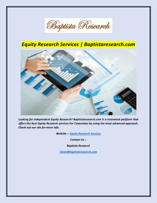 Equity Research Services | Baptistaresearch.com