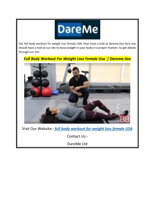 Full Body Workout For Weight Loss Female Usa   Dareme.live