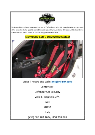 Allarmi per auto  Defendersecurity.it