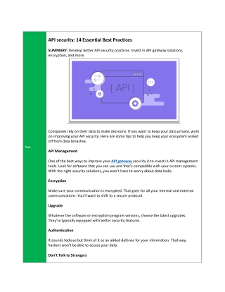 API security 14 Essential Best Practices