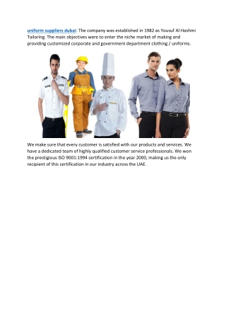 uniform suppliers dubai