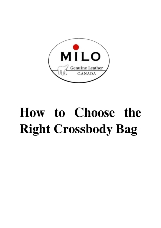 How to Choose the Right Crossbody Bag - Expressions Milo