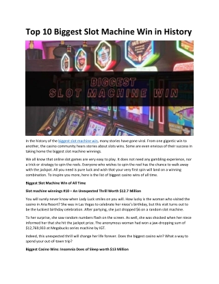 10 Biggest Slot Machine Win in History