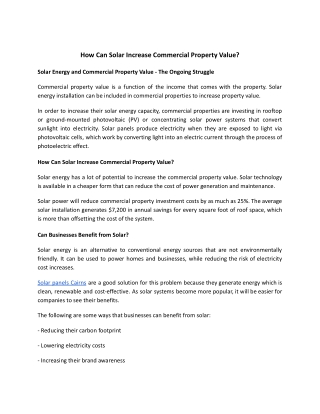 How Can Solar Increase Commercial Property Value?