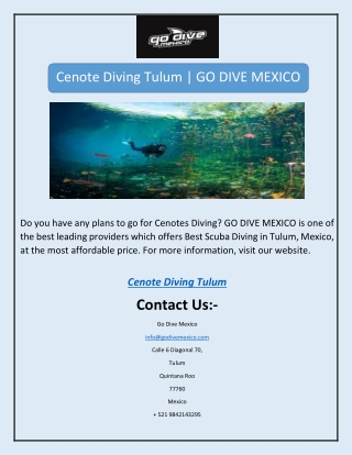 Cenote Diving Tulum | GO DIVE MEXICO