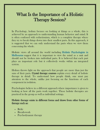 What Is the Importance of a Holistic Therapy Session