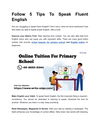 Follow 5 Tips To Speak Fluent English