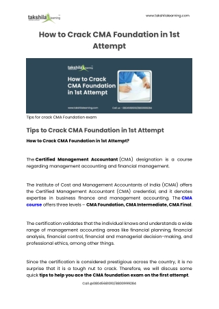 How to Crack CMA Foundation in 1st Attempt - 8 Best Tips