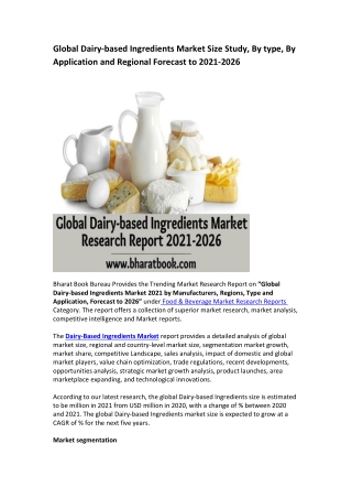 Global Dairy-based Ingredients Market Research Report 2021-2026