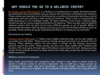 Why Should You Go to a Wellness Center