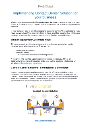 Implementing Contact Center Solution for Your Business