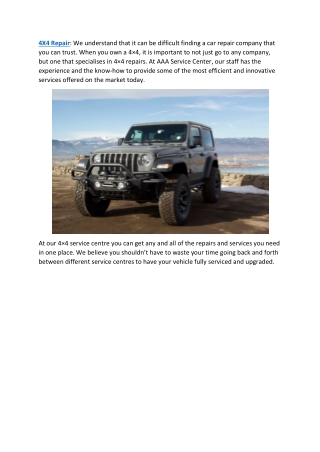 4X4 Repair