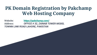 PK Domain Registration by Pakchamp Web Hosting Company