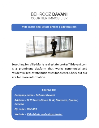 Ville-marie Real Estate Broker | Bdavani.com